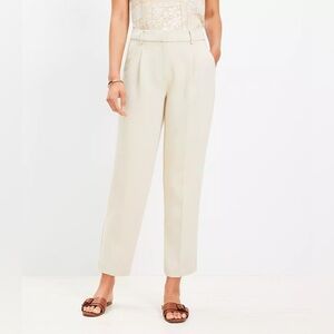 LOFT Cropped Tailored Pleated Taper Pants - Crepe